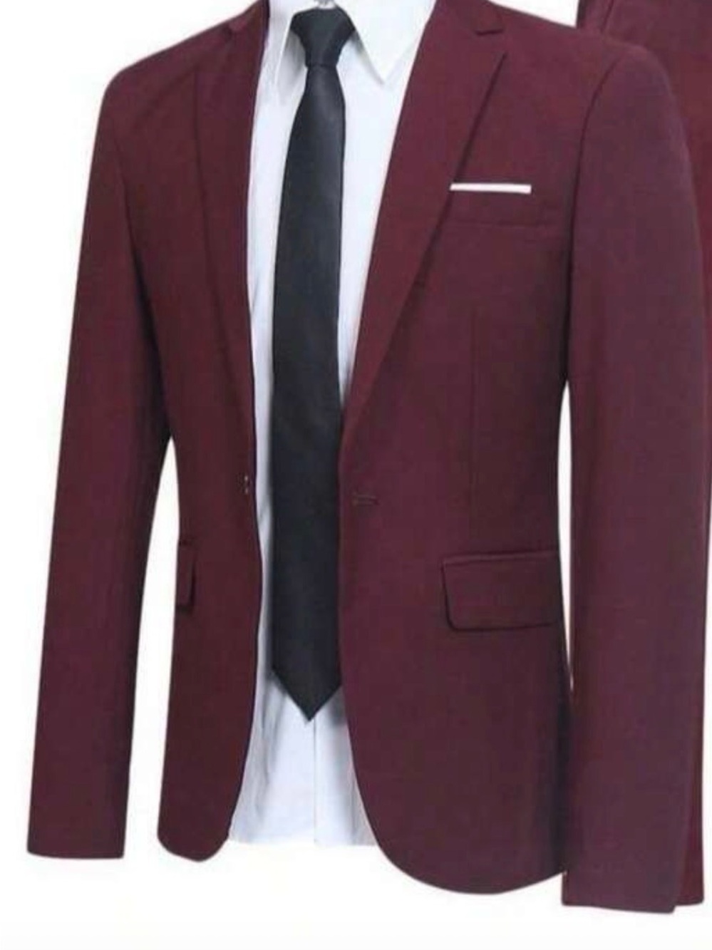 Men's Slim Burgundy Blazer with Notch Lapel